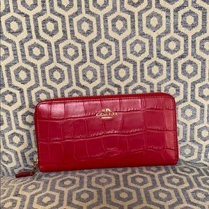Coach Red Alligator Print Wallet